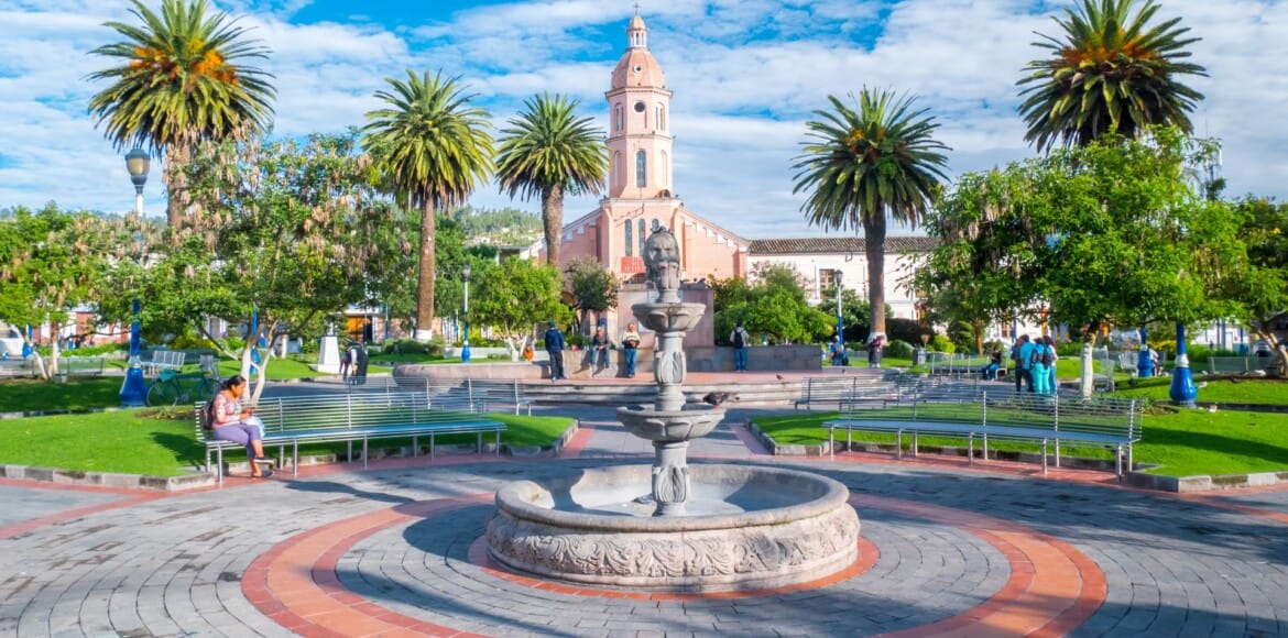 Simón Bolivar Park at Otavalo in Ecuador, South America